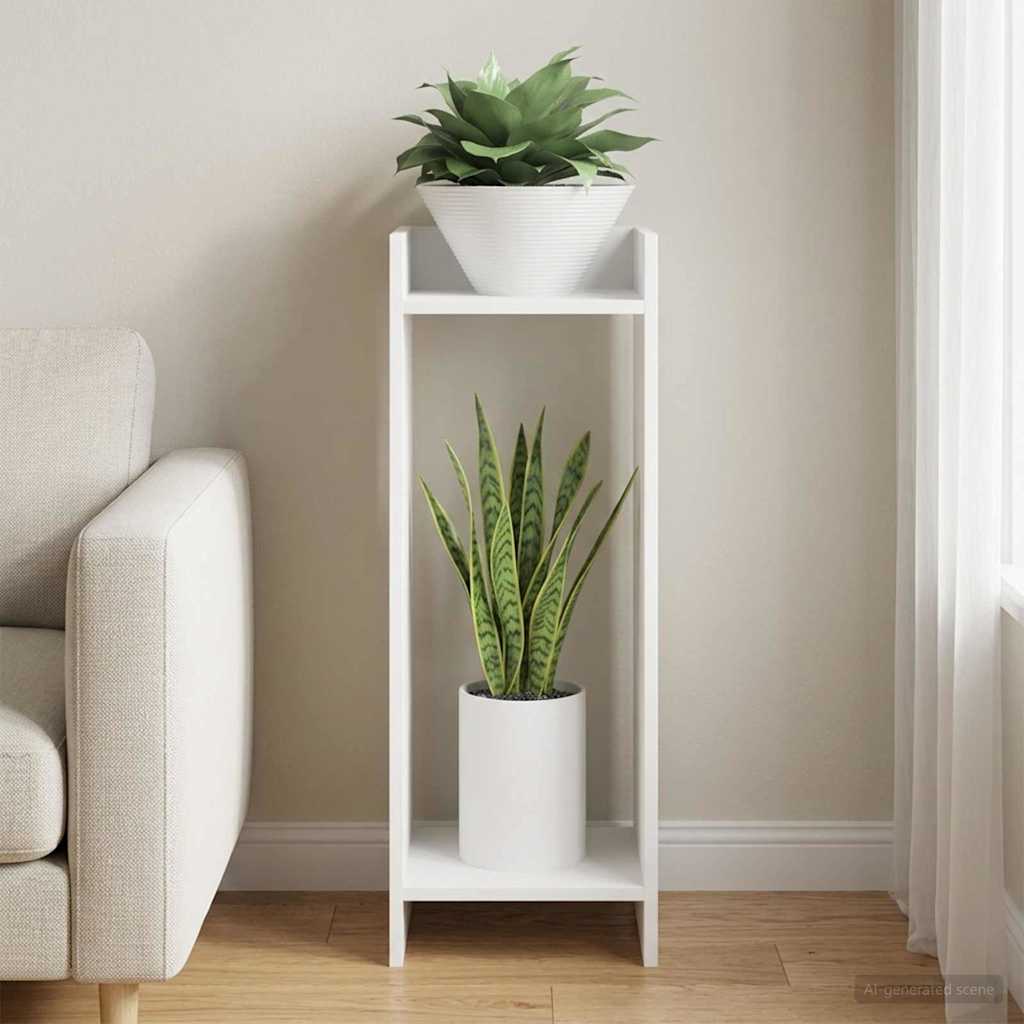 Plant Stand with Shelf White 30 x 30 x 80 cm Engineered Wood