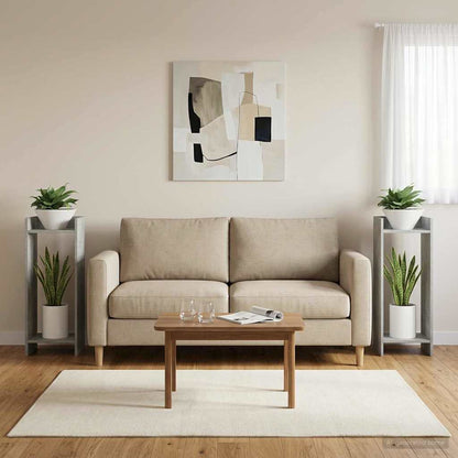 Plant Stand 2 pcs Concrete Grey 30 x 30 x 80 cm Engineered Wood