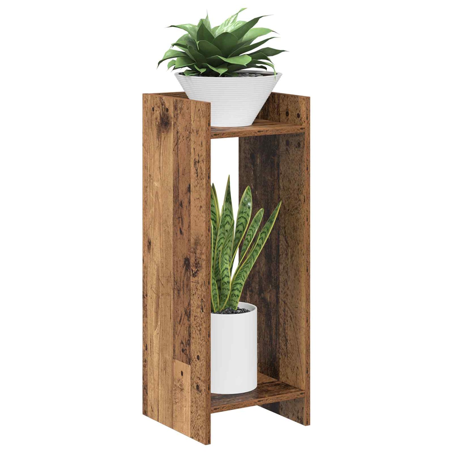 Plant Stand with Shelf Old Wood 30 x 30 x 80 cm Engineered Wood