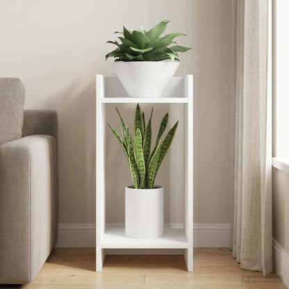 Plant Stand with Shelf White 30 x 30 x 60 cm Engineered Wood