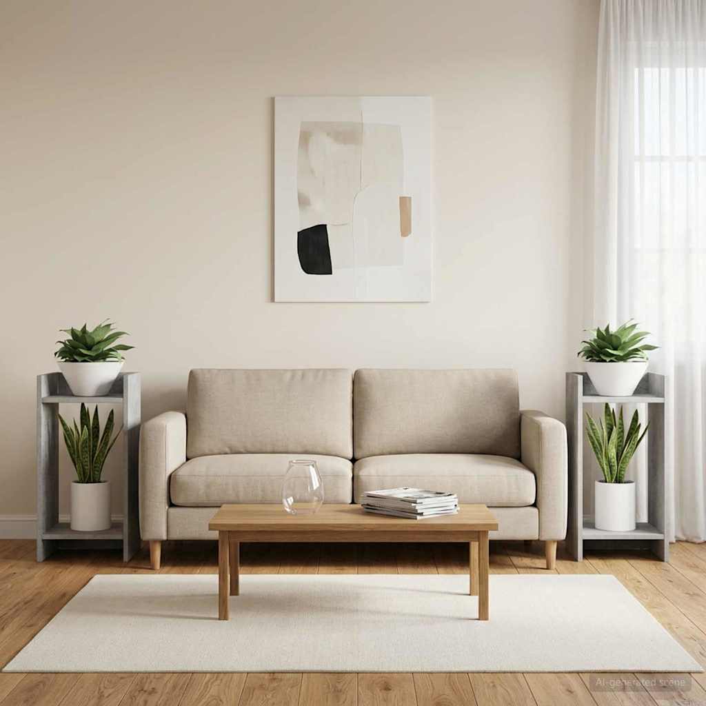 Plant Stand 2 pcs Concrete Grey 30 x 30 x 60 cm Engineered Wood