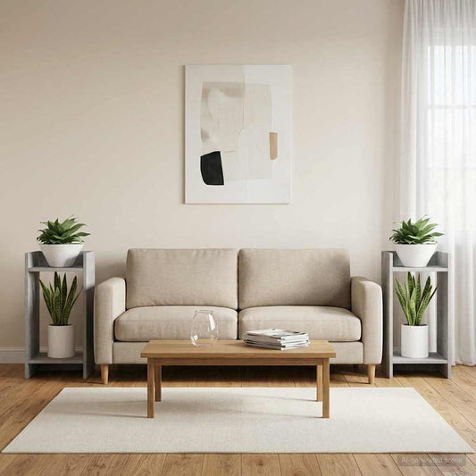 Plant Stand 2 pcs Concrete Grey 30 x 30 x 60 cm Engineered Wood
