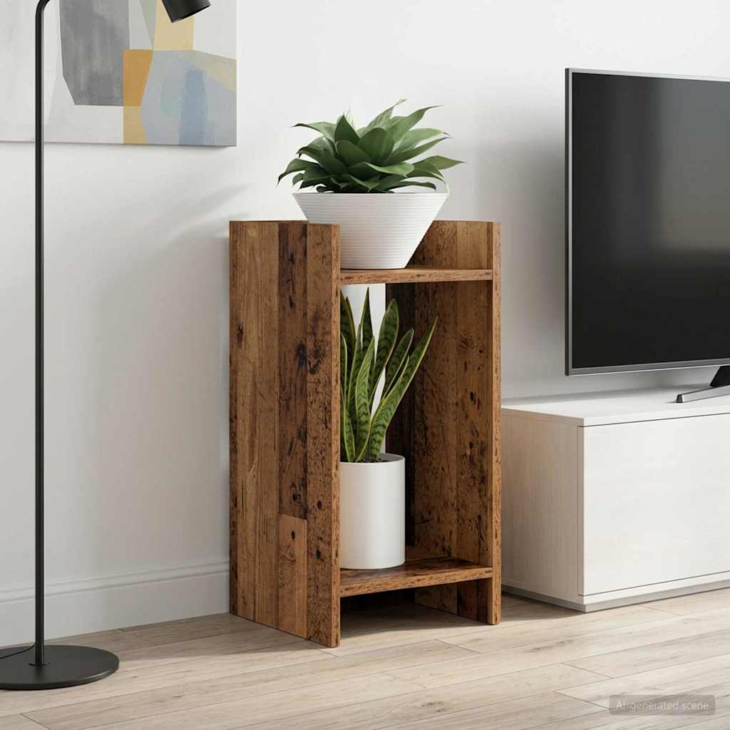 Plant Stand with Shelf Old Wood 30 x 30 x 60 cm Engineered Wood