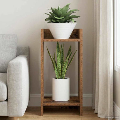 Plant Stand with Shelf Old Wood 30 x 30 x 60 cm Engineered Wood