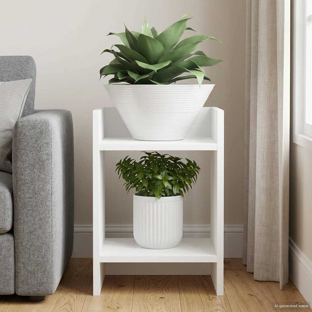 Plant Stand with Shelf White 30 x 30 x 40 cm Engineered Wood