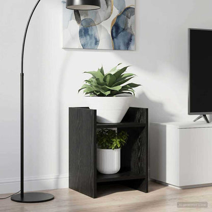 Plant Stand Black Oak 30 x 30 x 40 cm Engineered Wood