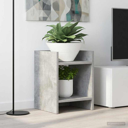 Plant Stand 2 pcs Concrete Grey 30 x 30 x 40 cm Engineered Wood