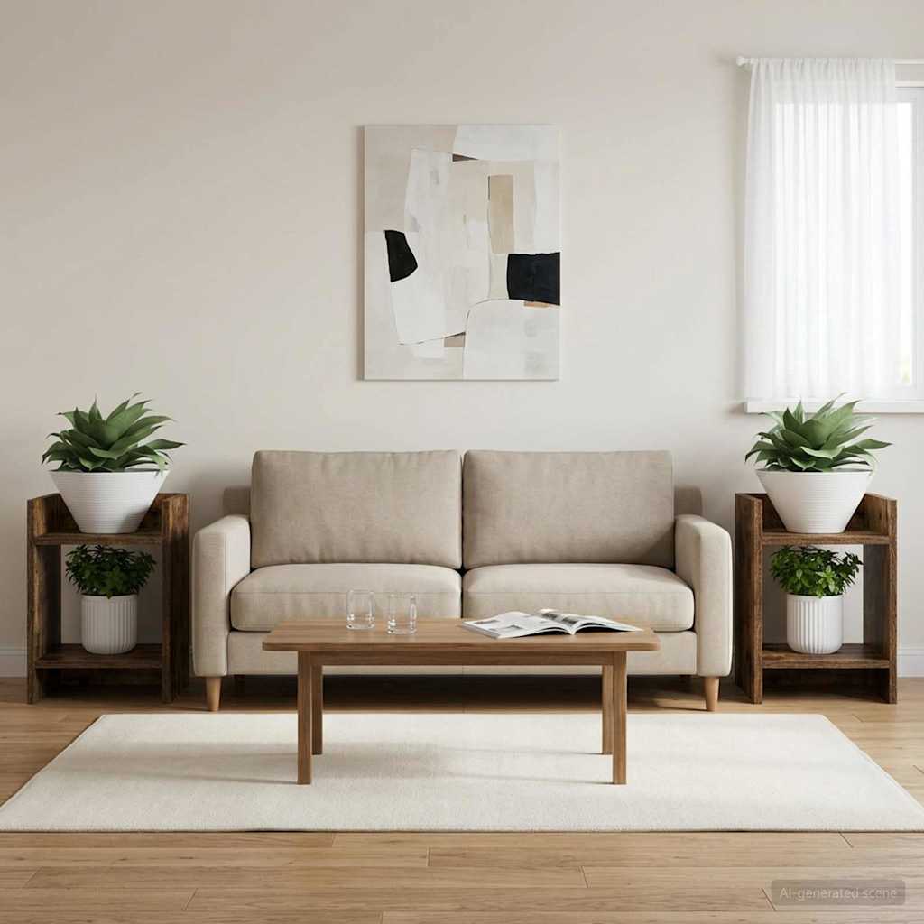 Plant Stand 2 pcs Smoked Oak 30 x 30 x 40 cm Engineered Wood