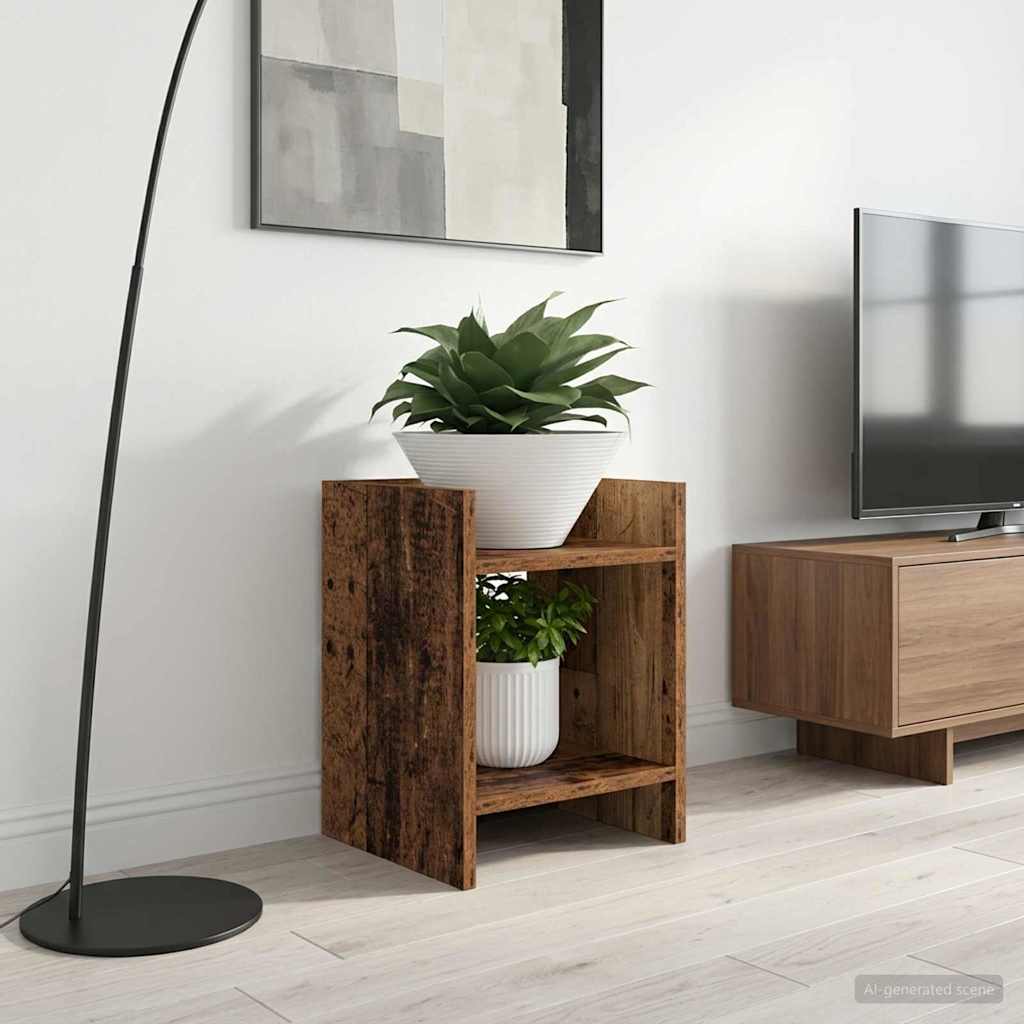Plant Stand with Shelf Old Wood 30 x 30 x 40 cm Engineered Wood