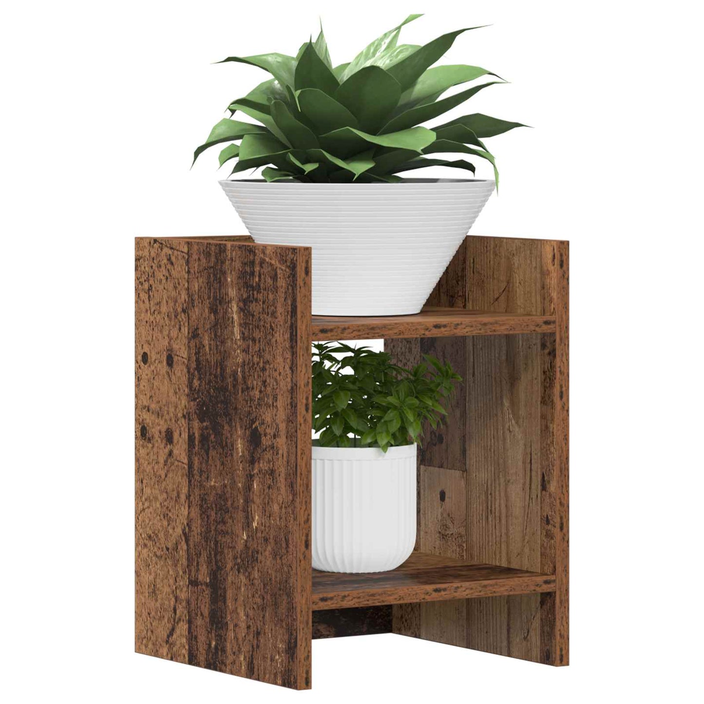 Plant Stand with Shelf Old Wood 30 x 30 x 40 cm Engineered Wood
