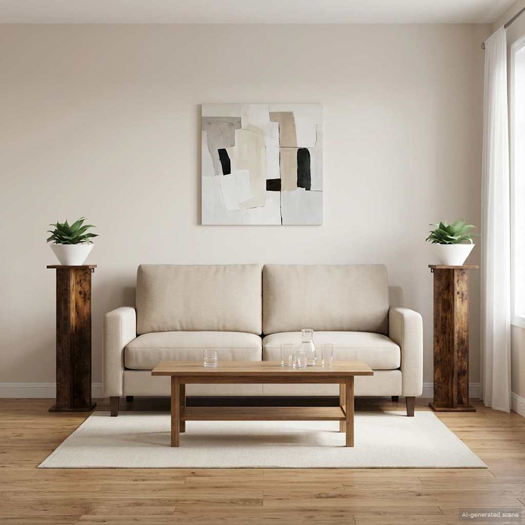 Plant Stand 2 pcs Smoked Oak 25 x 25.5 x 100.5 cm