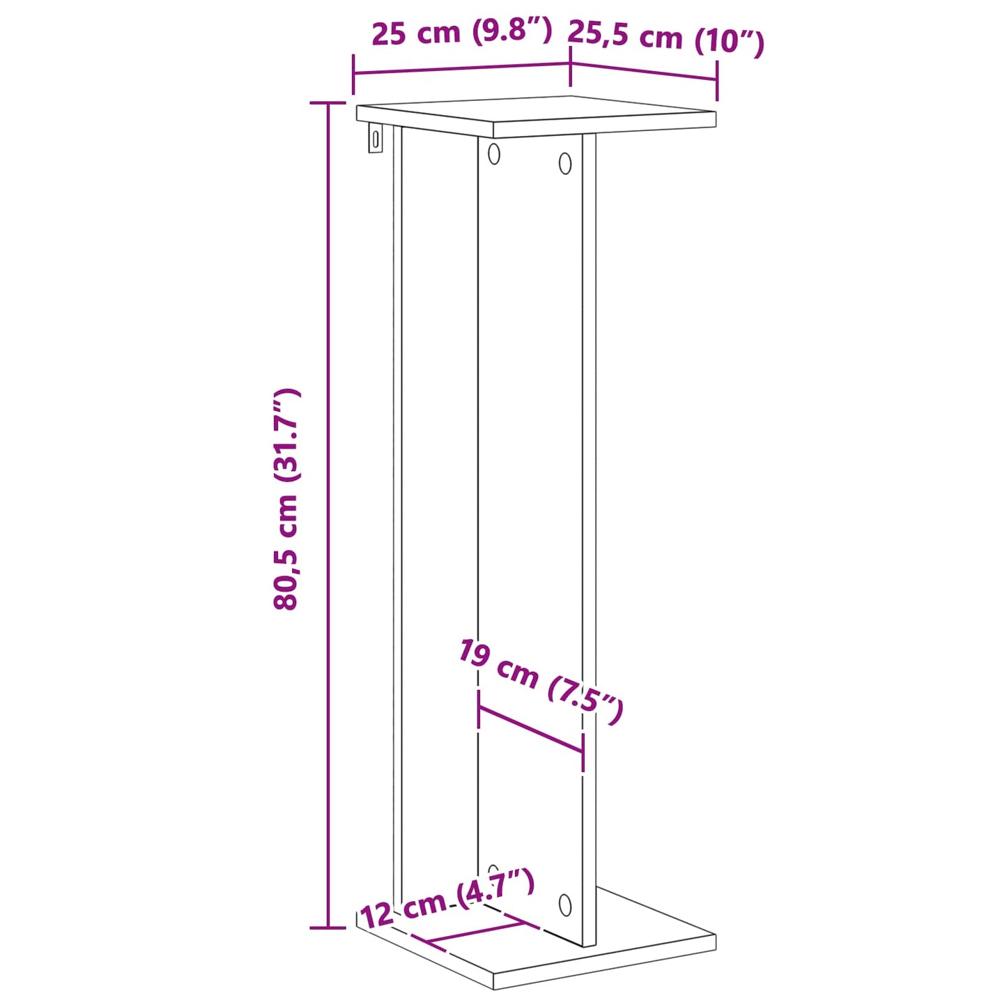 Plant Stand Sonoma Oak 25 x 25.5 x 80.5 cm Engineered Wood