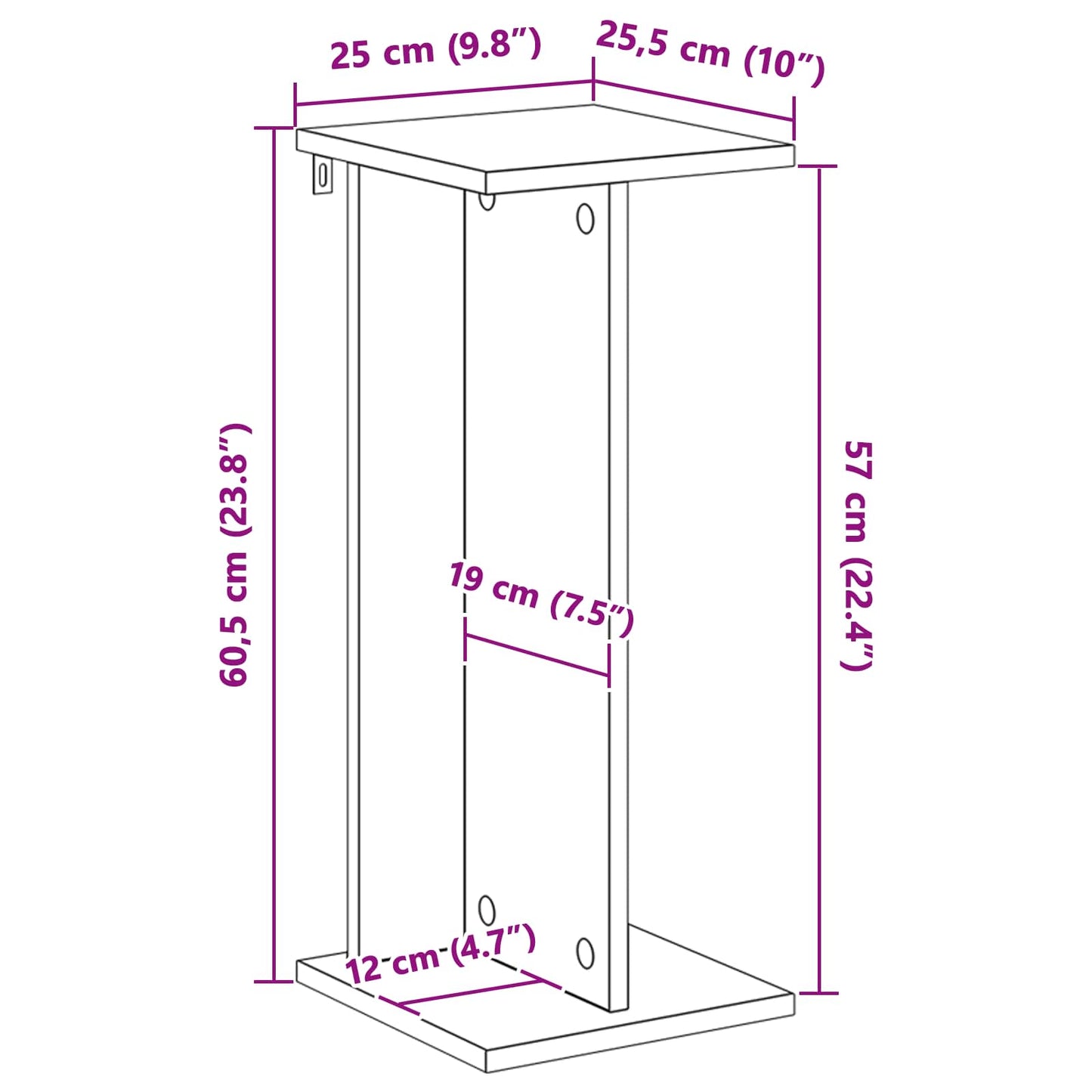 Plant Stand Black Oak 25 x 25.5 x 60.5 cm Engineered Wood