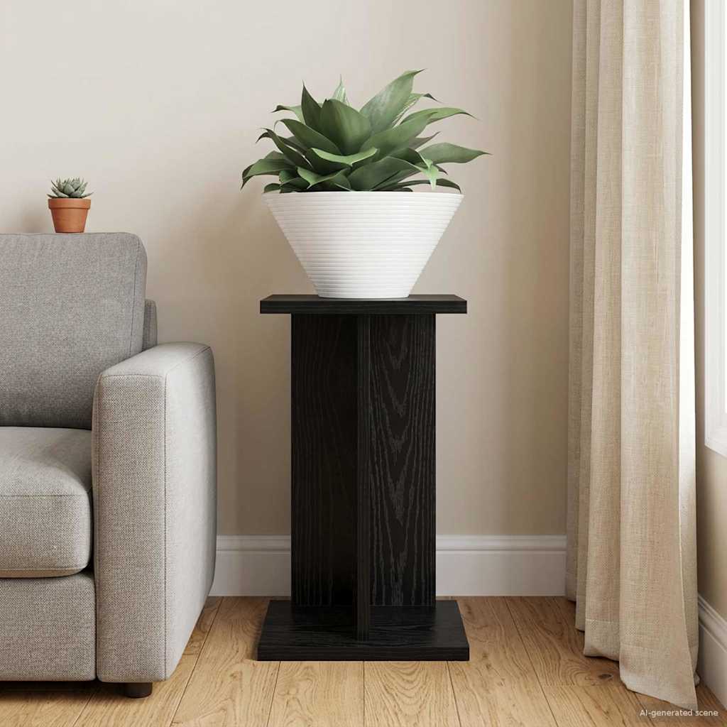 Plant Stand Black Oak 25 x 25.5 x 40.5 cm Engineered Wood