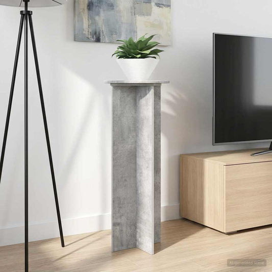 Plant Stand 2 pcs Concrete Grey Ø40 x 100 cm Engineered Wood