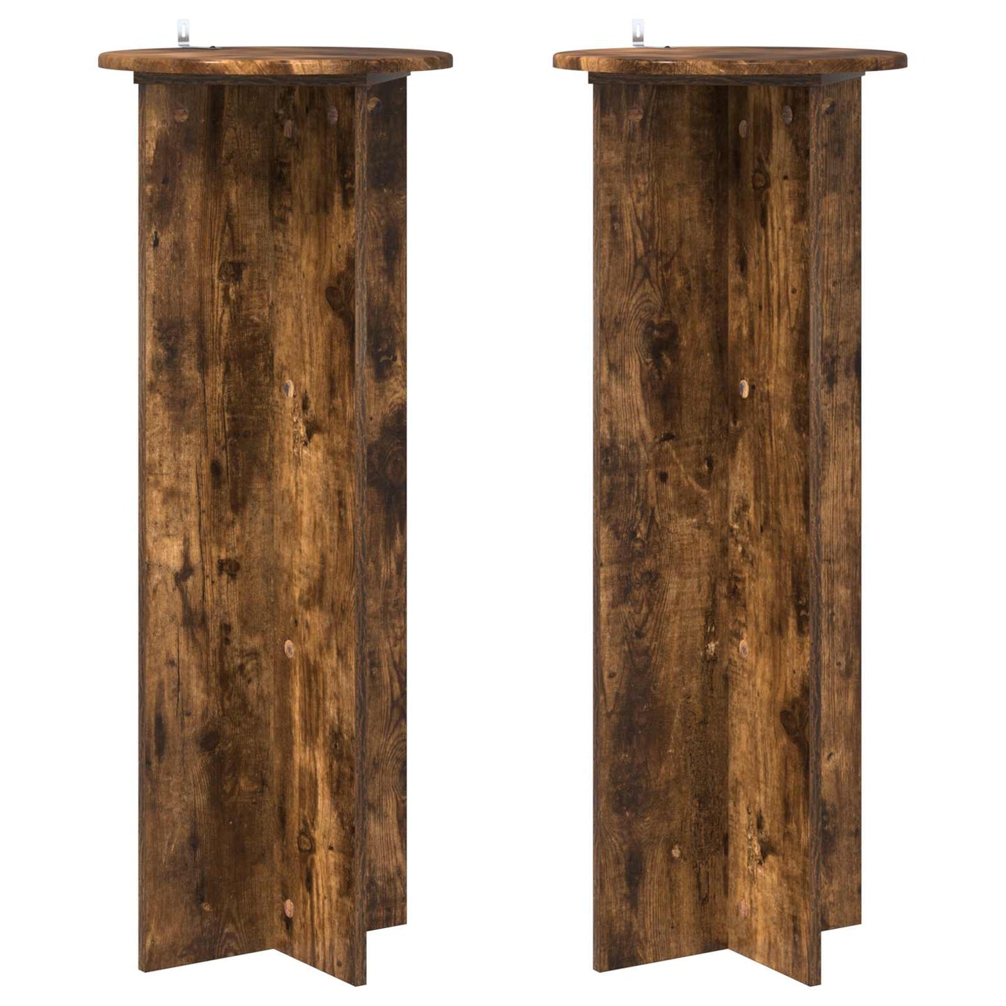 Plant Stand 2 pcs Smoked Oak Ø40 x 100 cm Engineered Wood