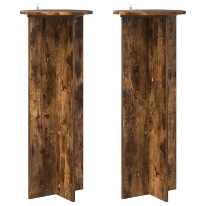 Plant Stand 2 pcs Smoked Oak Ø40 x 100 cm Engineered Wood