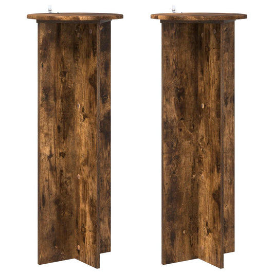 Plant Stand 2 pcs Smoked Oak Ø40 x 100 cm Engineered Wood