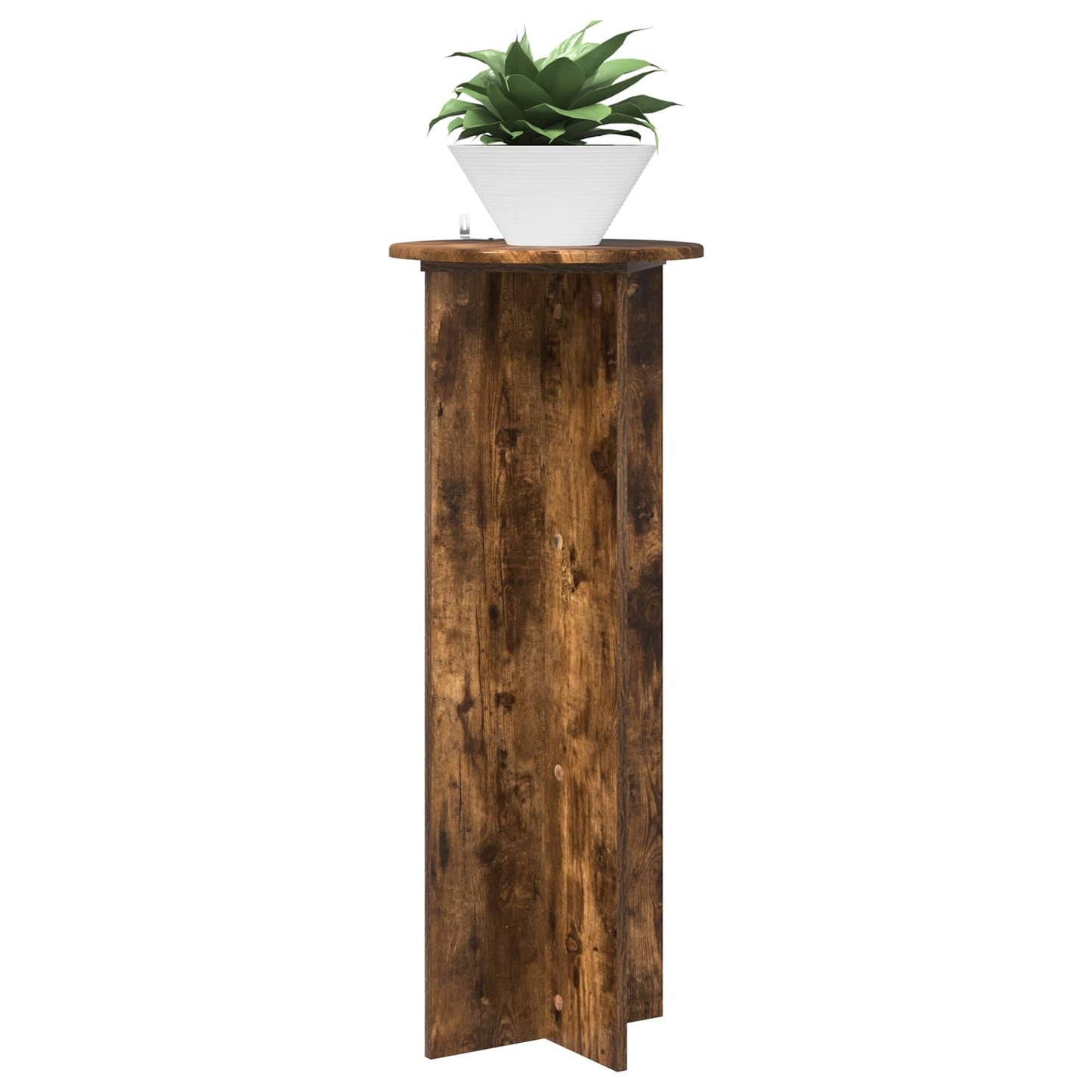 Plant Stand 2 pcs Smoked Oak Ø40 x 100 cm Engineered Wood