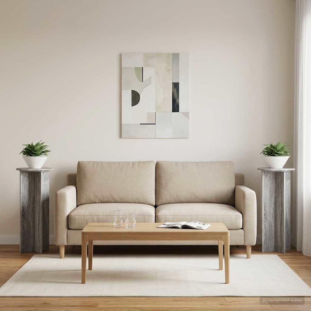 Plant Stand 2 pcs Grey Sonoma Ø40 x 100 cm Engineered Wood