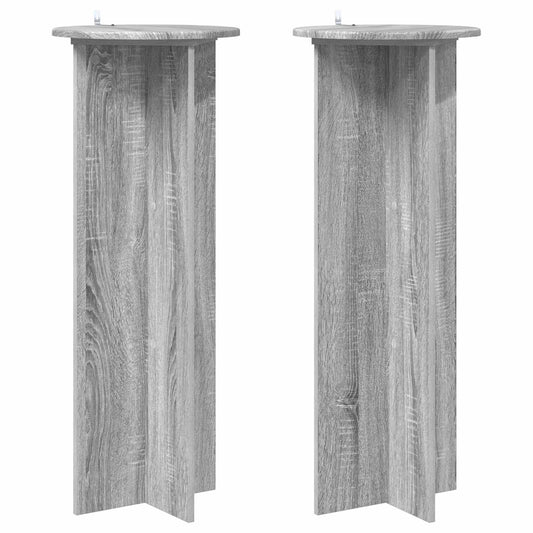 Plant Stand 2 pcs Grey Sonoma Ø40 x 100 cm Engineered Wood