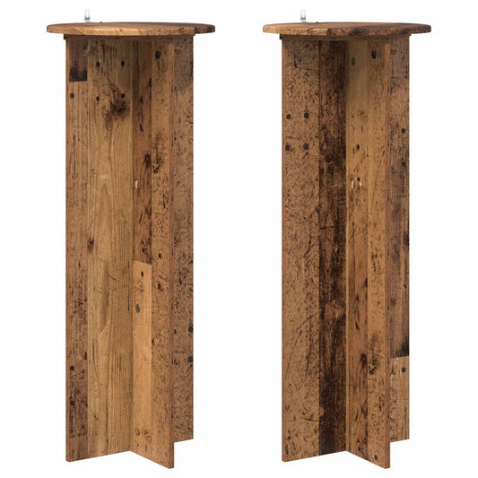 Plant Stand 2 pcs Old Wood Ø40 x 100 cm Engineered Wood