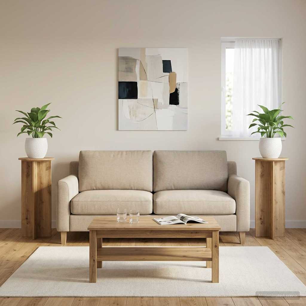 Plant Stand 2 pcs Artisan Oak Ø40 x 100 cm Engineered Wood