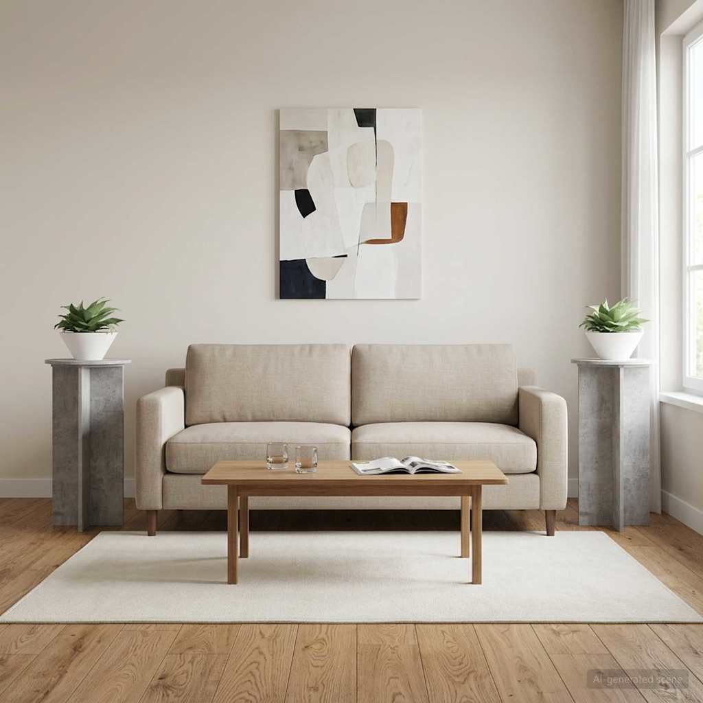 Plant Stand 2 pcs Concrete Grey 40 x 40 x 80 cm Engineered Wood