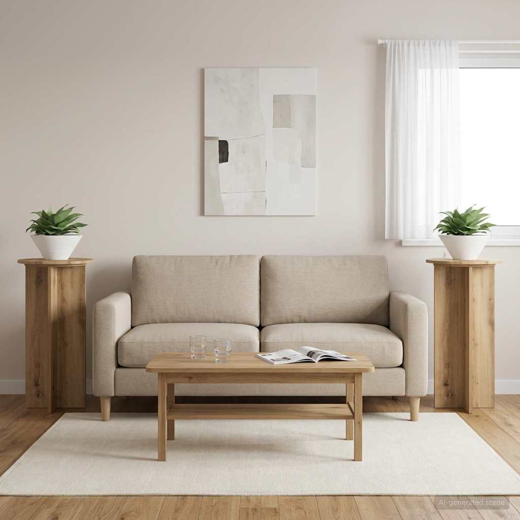 Plant Stand 2 pcs Artisan Oak 40 x 40 x 80 cm Engineered Wood