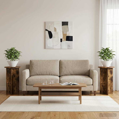 Plant Stand 2 pcs Smoked Oak Ø40 x 60 cm Engineered Wood