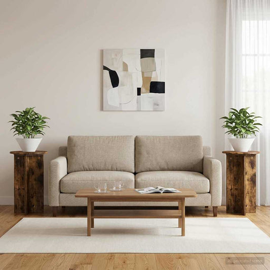 Plant Stand 2 pcs Smoked Oak Ø40 x 60 cm Engineered Wood