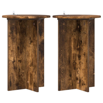 Plant Stand 2 pcs Smoked Oak Ø40 x 60 cm Engineered Wood