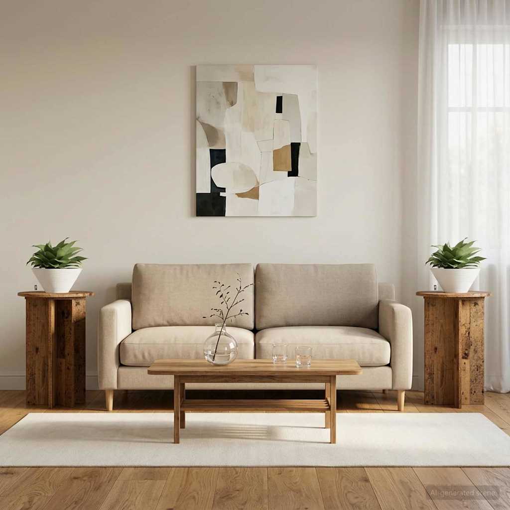 Plant Stand 2 pcs Old Wood Ø40 x 60 cm Engineered Wood