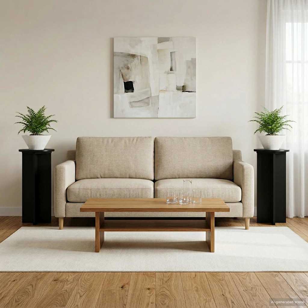 Plant Stand 2 pcs Black 29.5 x 29.5 x 60 cm Engineered Wood