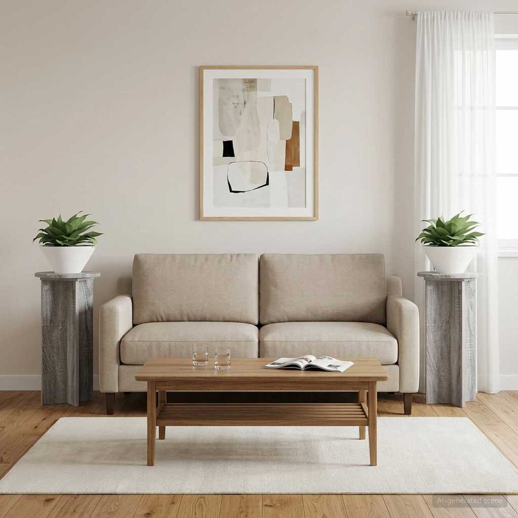 Plant Stand 2 pcs Grey Sonoma 29.5 x 29.5 x 60 cm