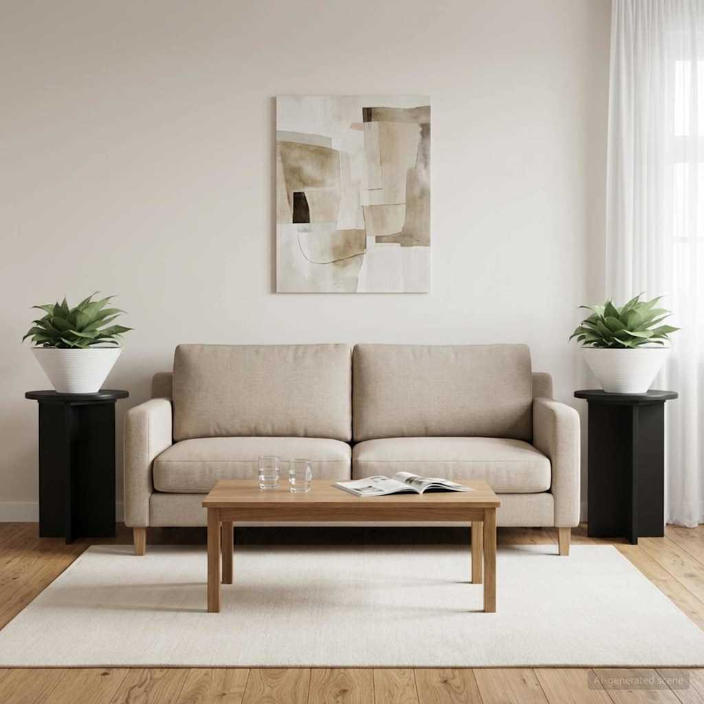 Plant Stand 2 pcs Black Ø29.5 x 40 cm Engineered Wood