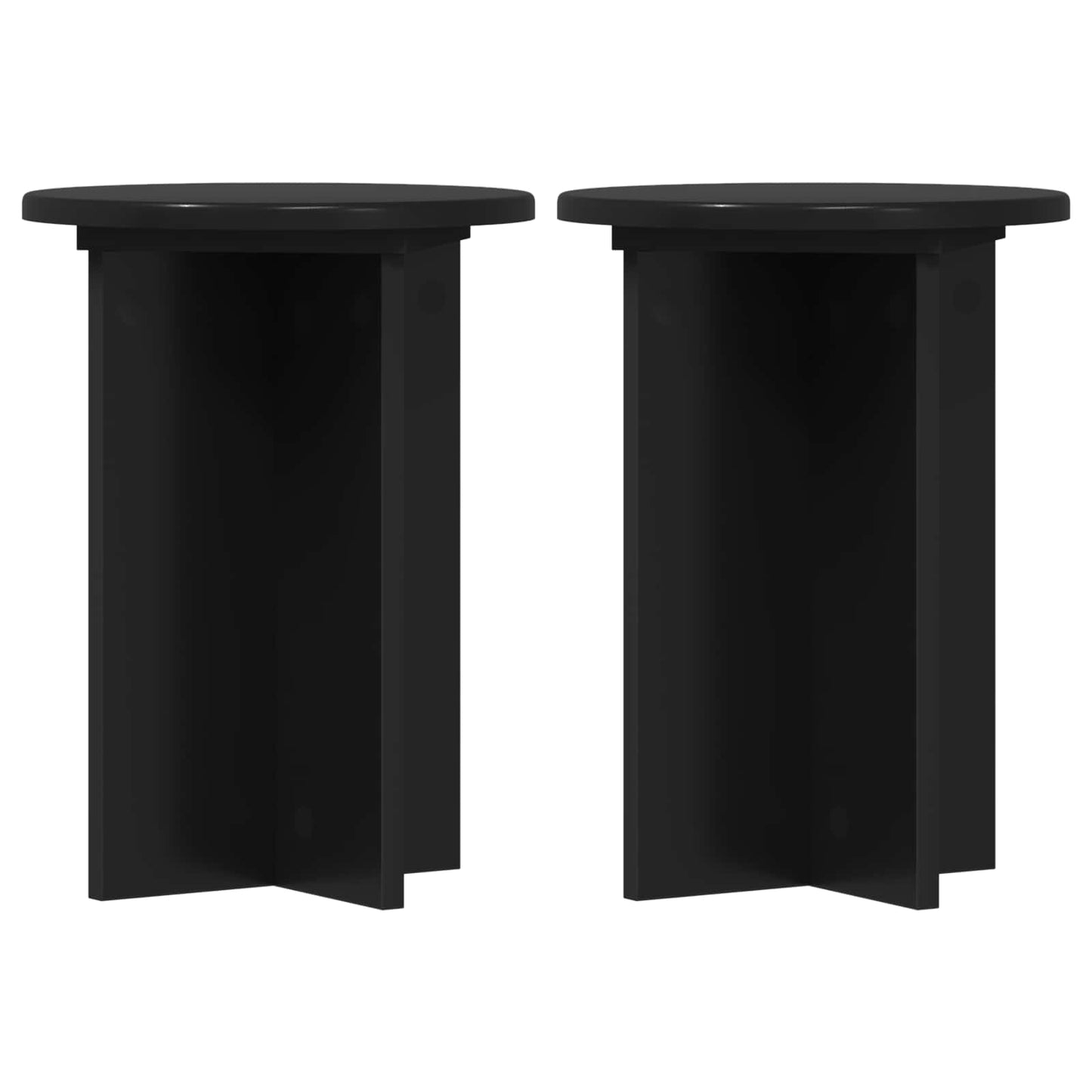 Plant Stand 2 pcs Black Ø29.5 x 40 cm Engineered Wood