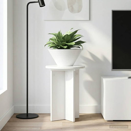 Plant Stand 2 pcs High Gloss White Ø29.5 x 40 cm