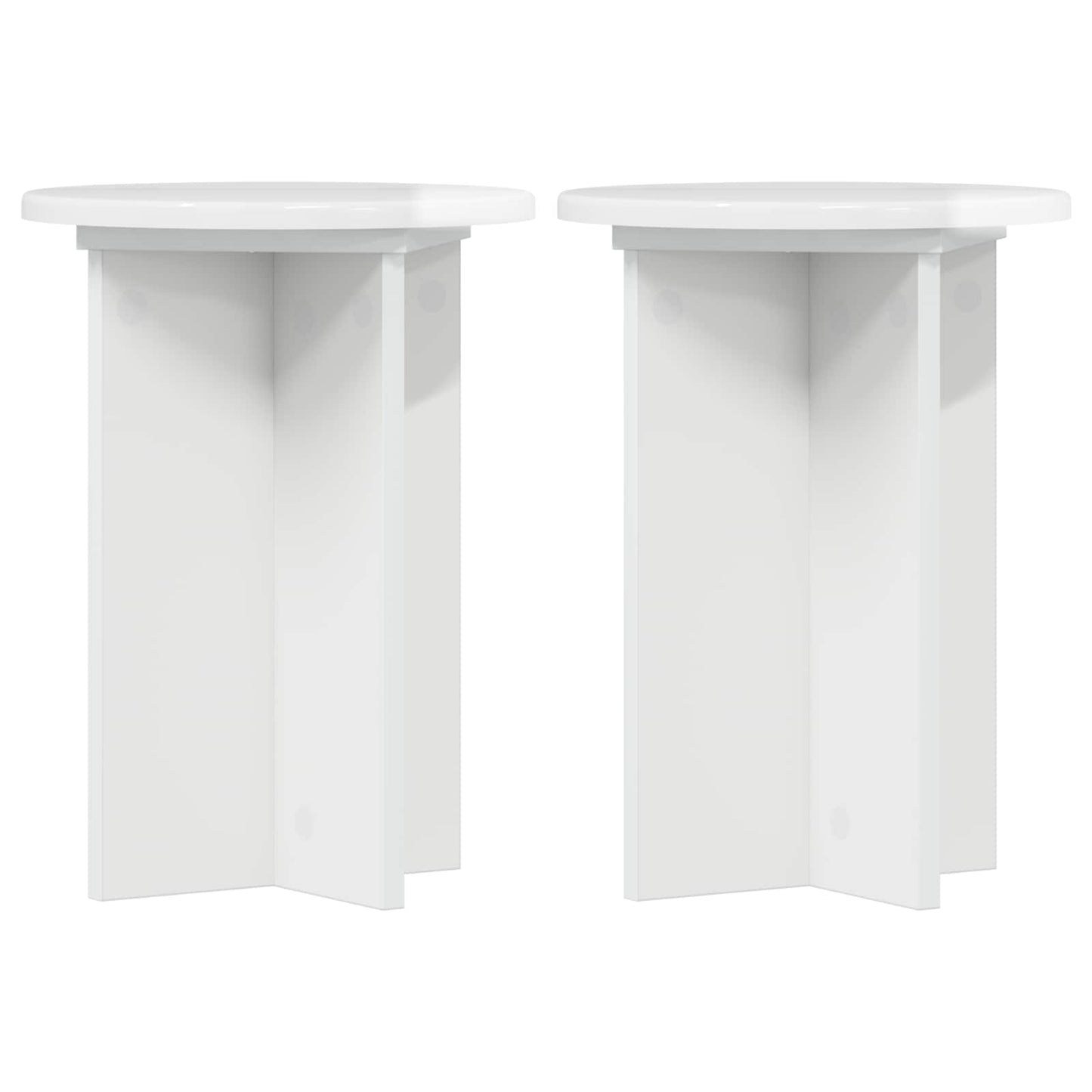 Plant Stand 2 pcs High Gloss White Ø29.5 x 40 cm