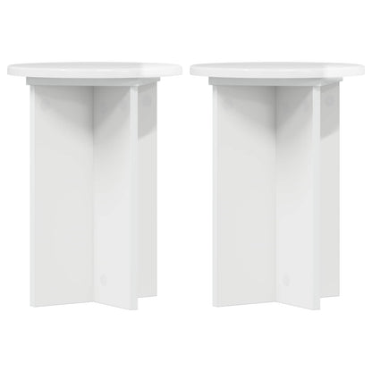 Plant Stand 2 pcs High Gloss White Ø29.5 x 40 cm