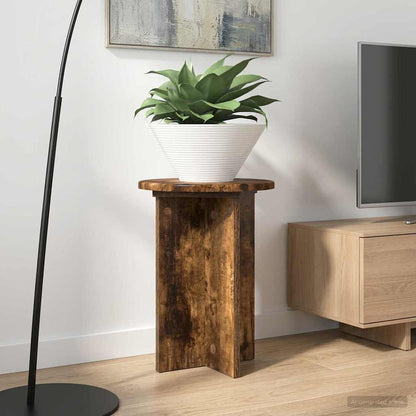 Plant Stand 2 pcs Smoked Oak Ø29.5 x 40 cm Engineered Wood