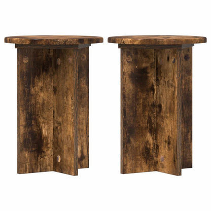 Plant Stand 2 pcs Smoked Oak Ø29.5 x 40 cm Engineered Wood
