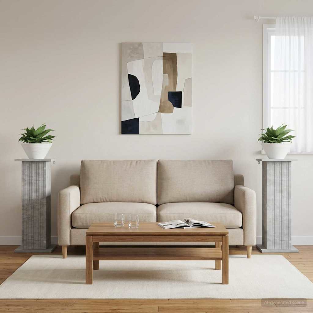 Plant Stand 2 pcs Concrete Grey 30.5 x 30 x 80.5 cm