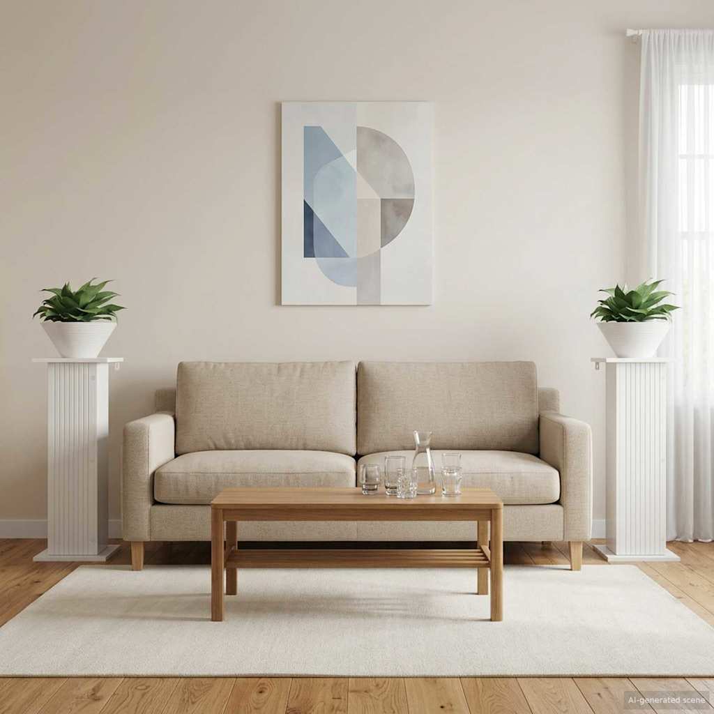 Plant Stand 2 pcs High Gloss White 30.5 x 30 x 80.5 cm