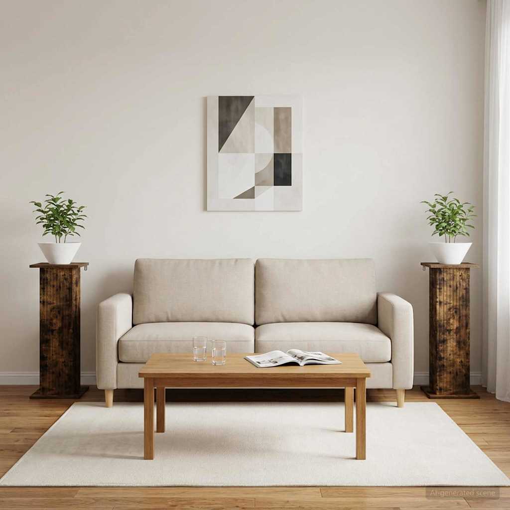 Plant Stand 2 pcs Smoked Oak 30.5 x 30 x 80.5 cm