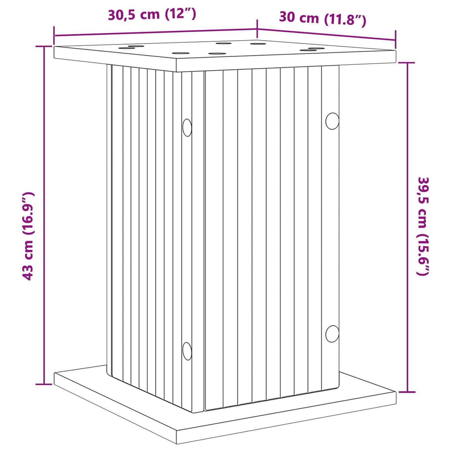 Plant Stand Concrete Grey 30.5 x 30 x 43 cm Engineered Wood