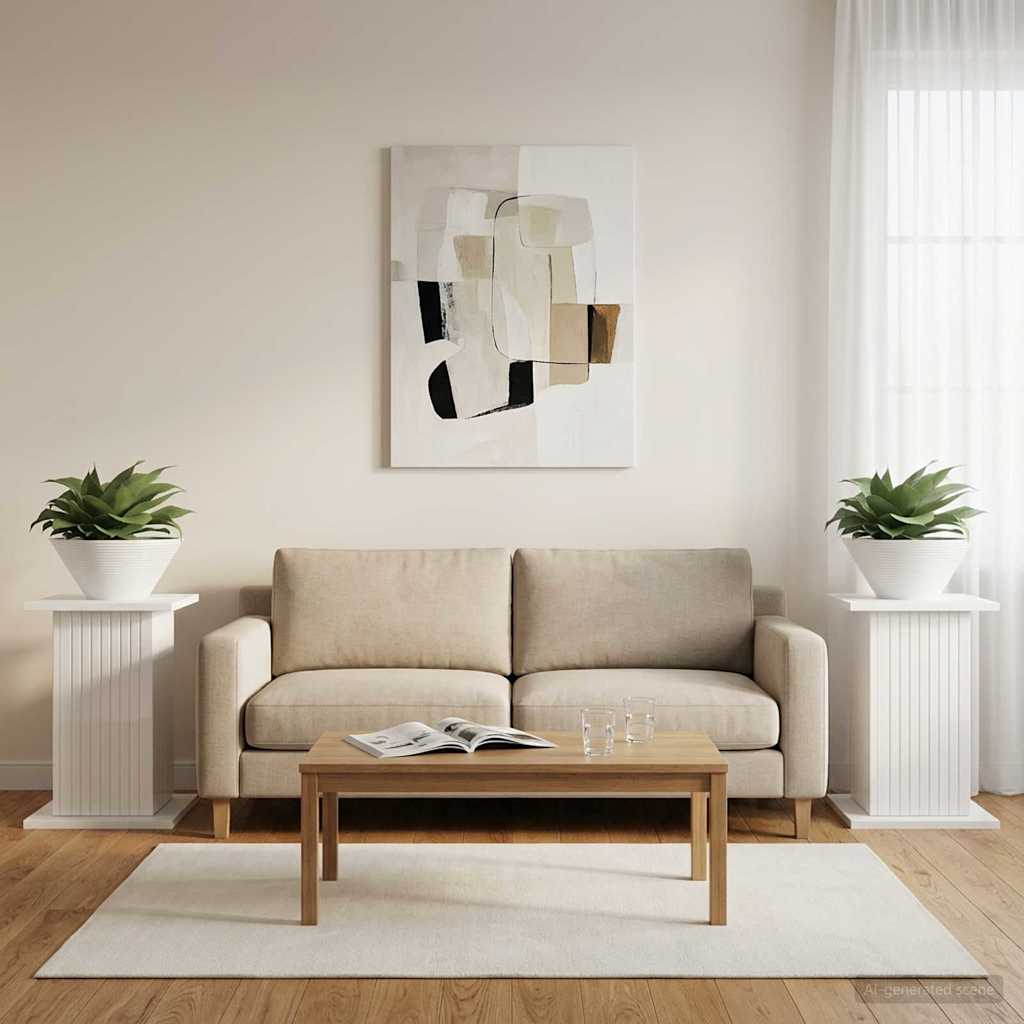 Plant Stand 2 pcs High Gloss White 30.5 x 30 x 43 cm