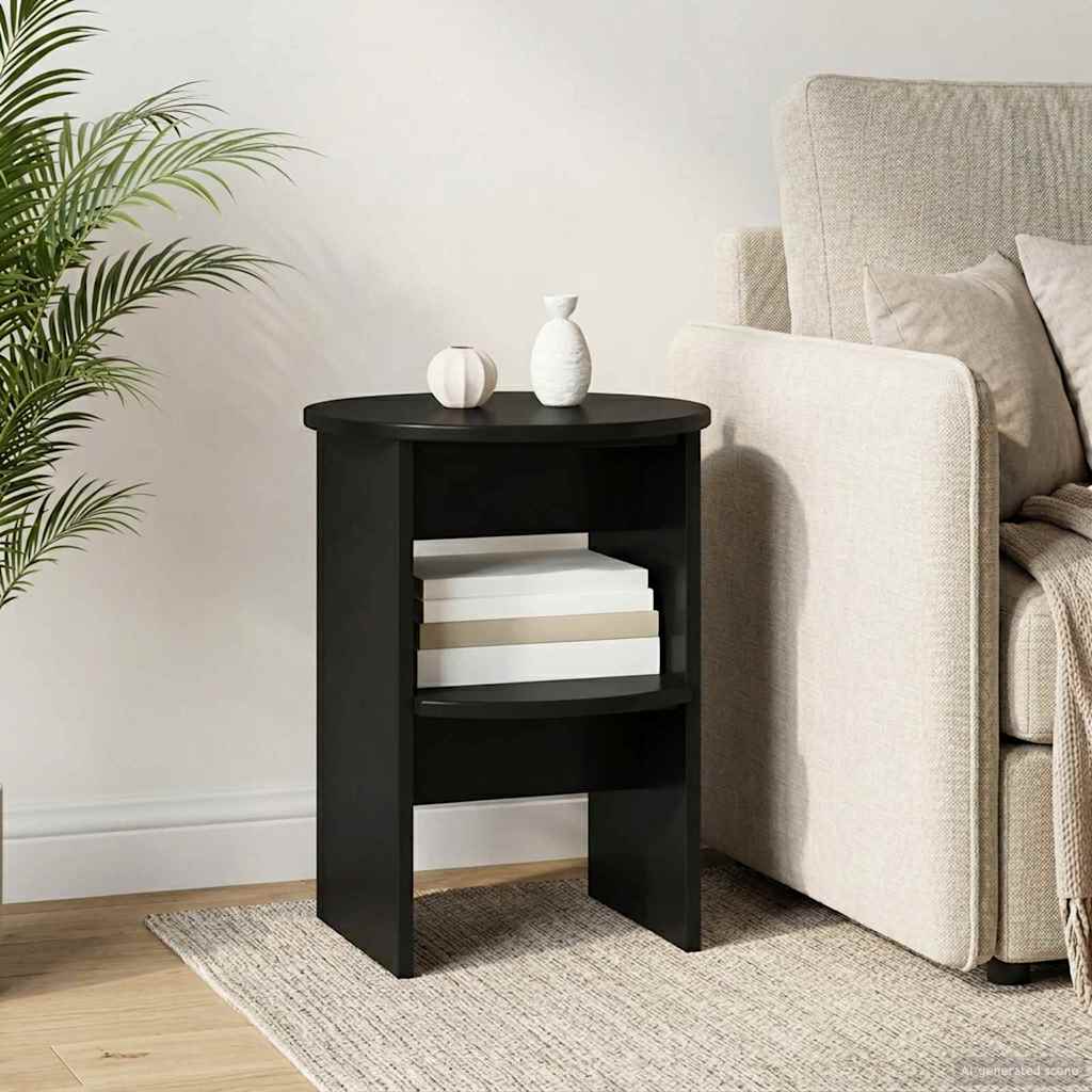 Side Cabinet Black Ø40 x 50 cm Engineered Wood