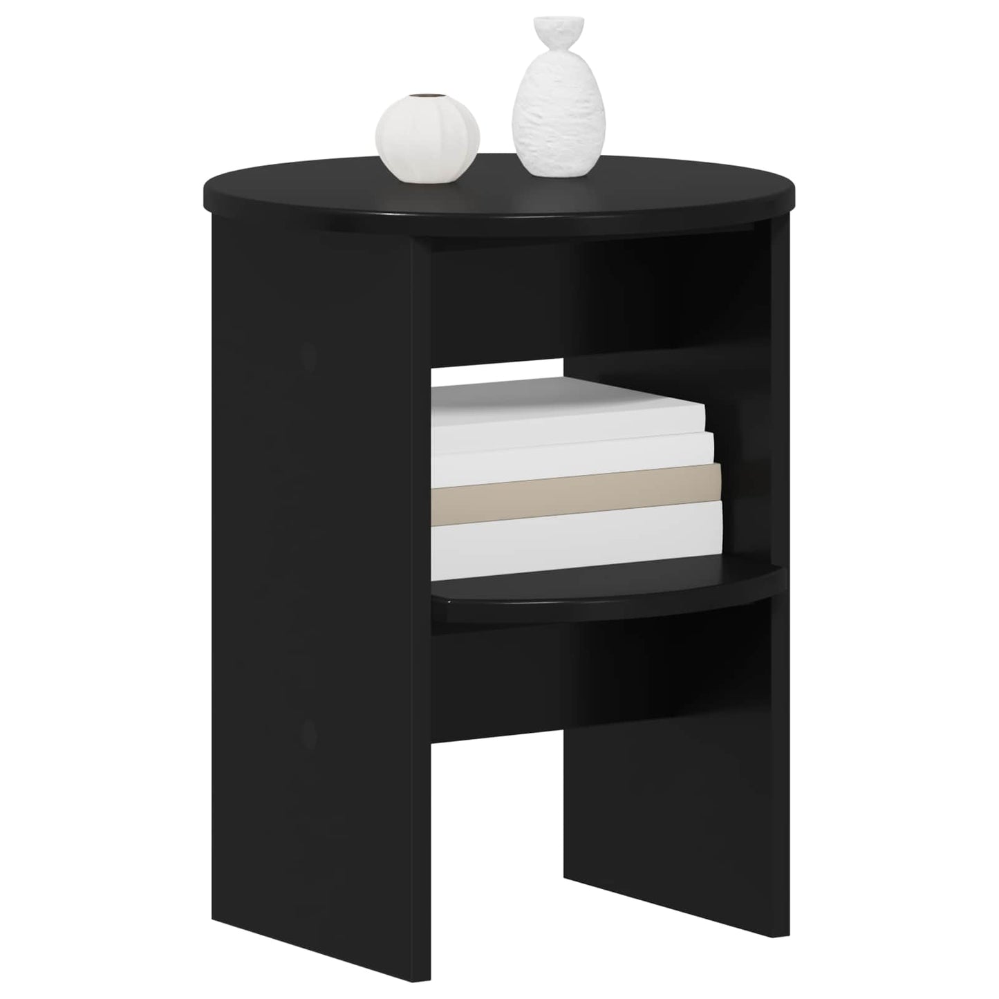 Side Cabinet Black Ø40 x 50 cm Engineered Wood