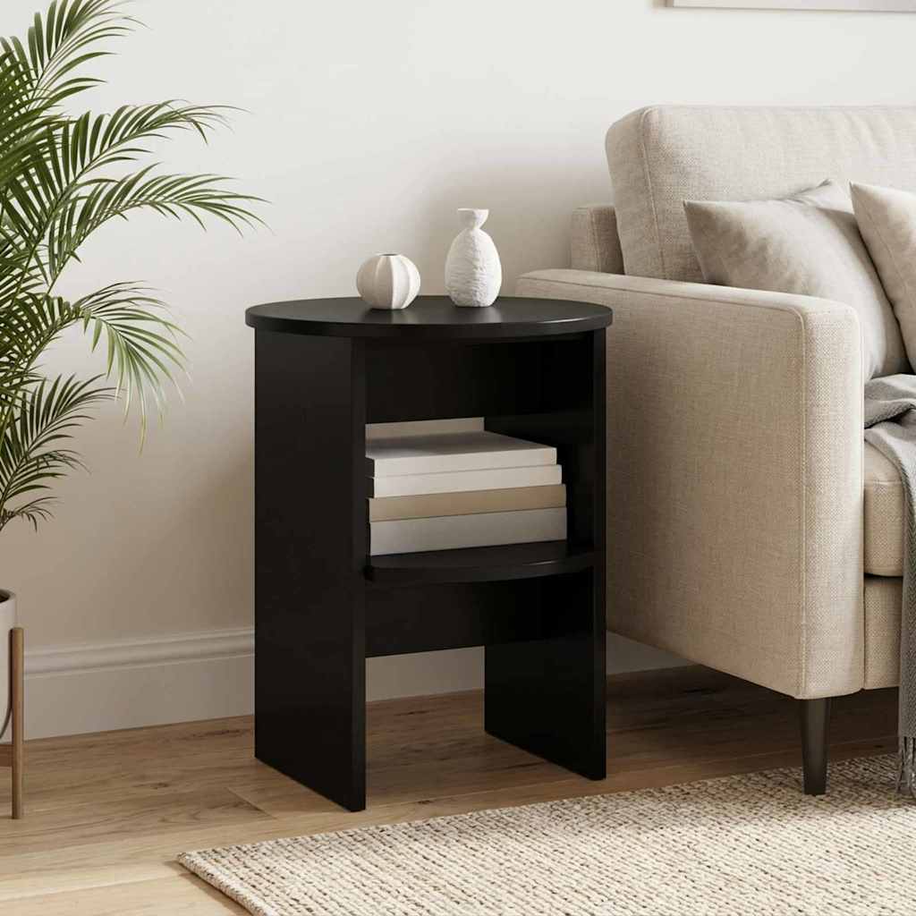 Side Cabinet 2 pcs Black Ø40 x 50 cm Engineered Wood